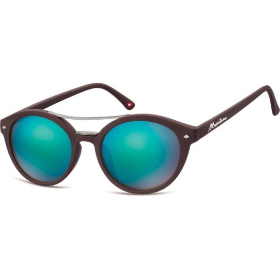 Okulary okrągłe brązowe lenonki lustrzane MS21E